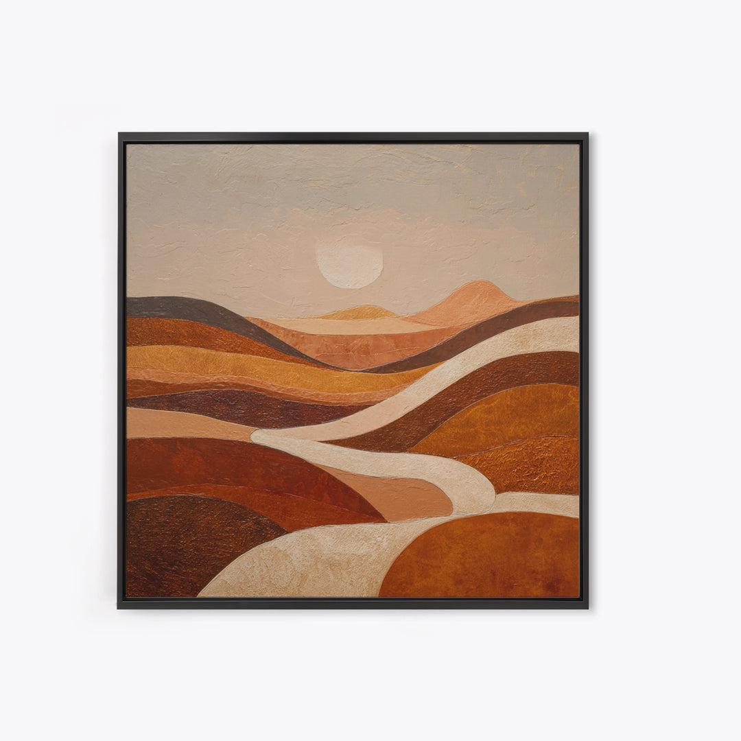 Warm Brown Desert Landscape Canvas Print, Monochrome Art, Moody Wall Art, Living Room Decor, Watercolor Art, Mono, MON-1x1-9