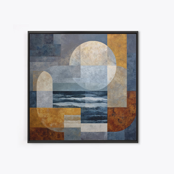 Silver Ocean Moonlight Scene Canvas Print, Monochrome Art, Boho Decor, Living Room Decor, Fine Art, Mono, Digital Art, MON-1x1-91