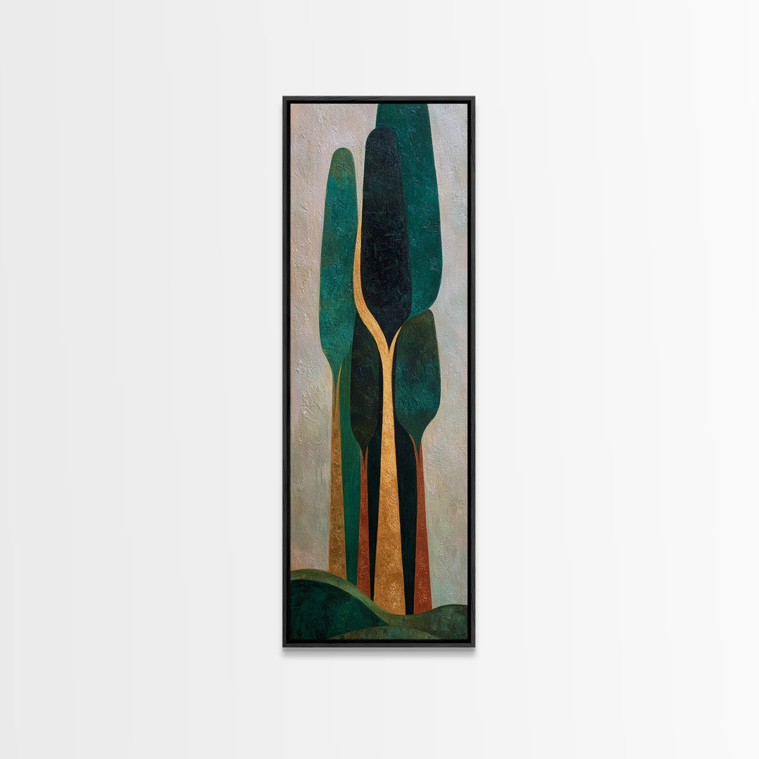 Deep Green Forest Silhouette Study Canvas Print, Monochrome Art, Digital Prints, Living Room Decor, Mono, Apartment Decor, MON-1x3-25