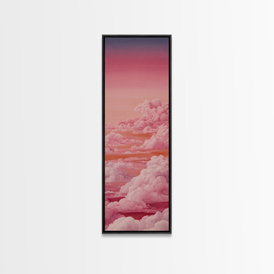 All Pink Cloudscape Canvas Print, Monochrome Art, Wall Art, Living Room Decor, Watercolor Art, Mono, Abstract Art, MON-1x3-48
