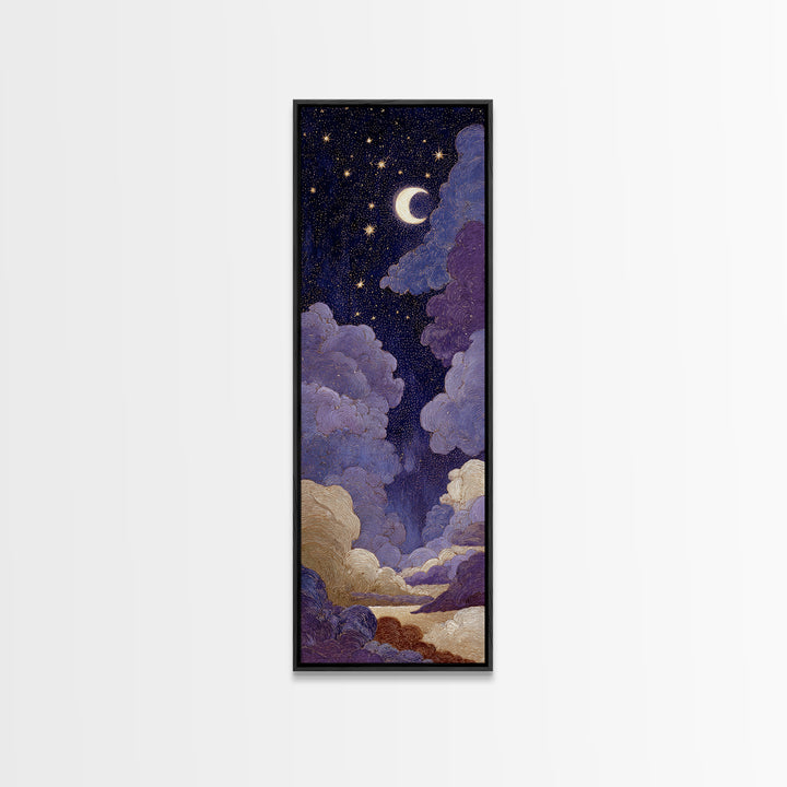 Purple Night Sky Canvas Print, Monochrome Art, Digital Print, Living Room Decor, Abstract Art, Mono, Modern Art, Moody Wall Art, MON-1x3-51