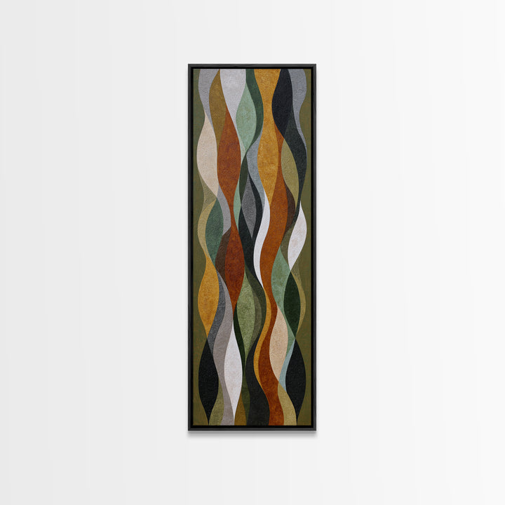 Olive Green Abstract Leaf Pattern Canvas Print, Monochrome Art, Mid Century Modern, Living Room Decor, Fine Art, Mono, MON-1x3-56