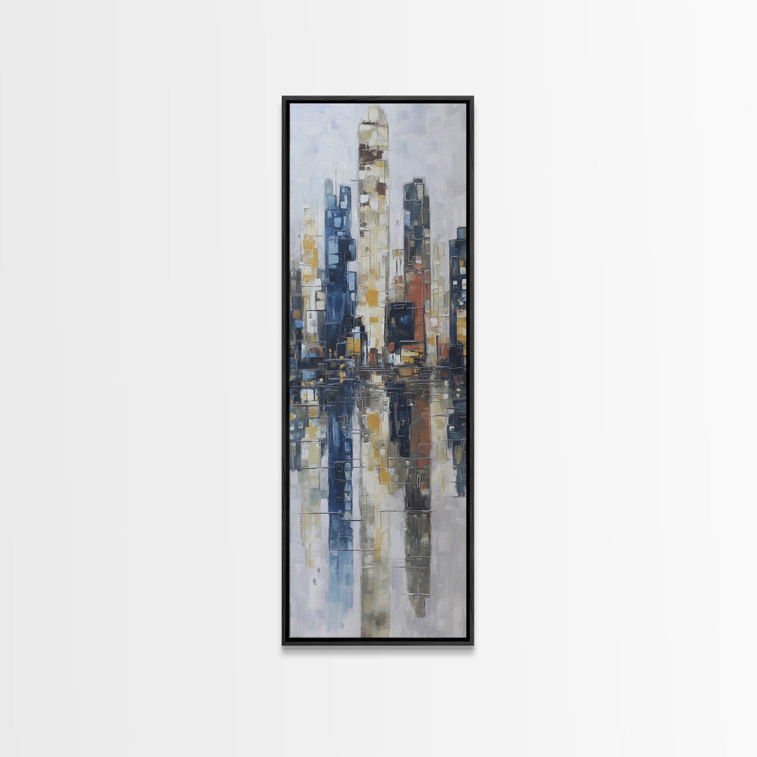 Black and White City Reflection Canvas Print, Monochrome Art, Modern Decor, Living Room Decor, Abstract Art, Mono, Poster, MON-1x3-57