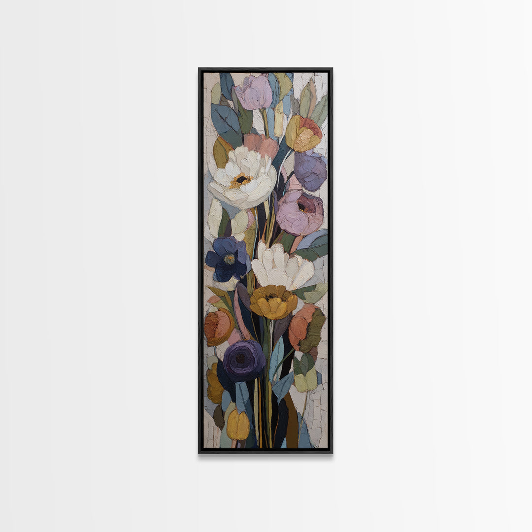 Monochrome Floral Bouquet Canvas Print, Monochrome Art, Minimalist Wall Art, Living Room Decor, Mono, Minimalist Decor, MON-1x3-78