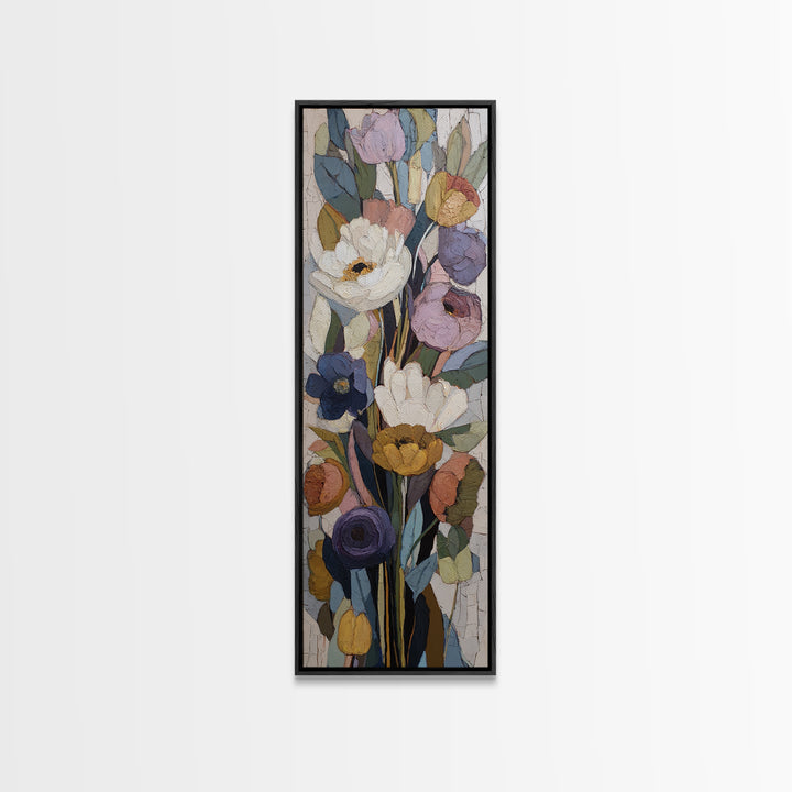 Monochrome Floral Bouquet Canvas Print, Monochrome Art, Minimalist Wall Art, Living Room Decor, Mono, Minimalist Decor, MON-1x3-78