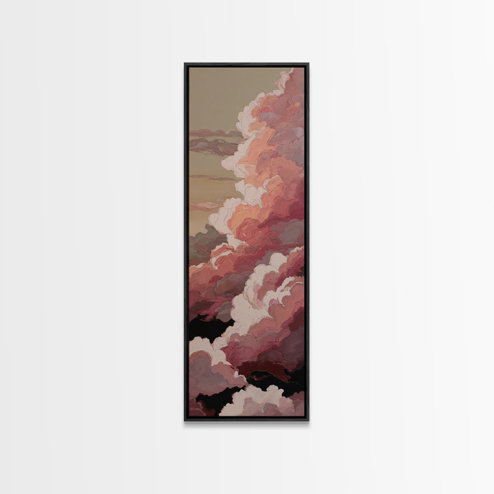 All Pink Cloudscape Framed Canvas Print, Monochrome Art, Printable Art, Living Room Decor, Abstract Art, Mono, MON-1x3-96