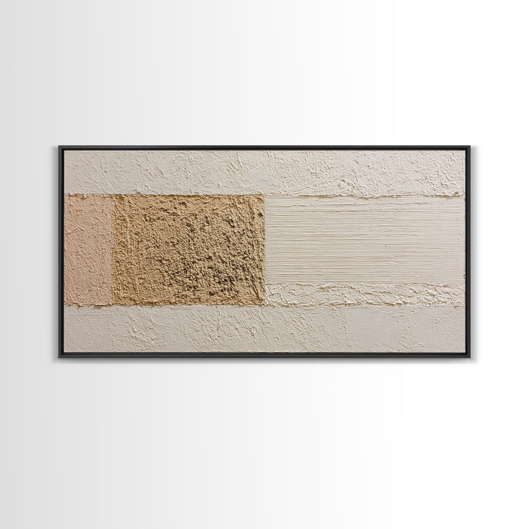 Cream on Cream Minimalist Forms Framed Canvas Print, Monochrome Art, Fine Art Print, Living Room Decor, Fine Art, Mono, MON-2x1-18