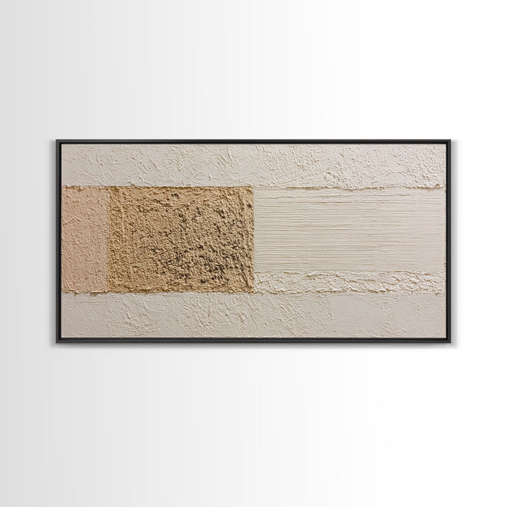 Cream on Cream Minimalist Forms Framed Canvas Print, Monochrome Art, Fine Art Print, Living Room Decor, Fine Art, Mono, MON-2x1-18
