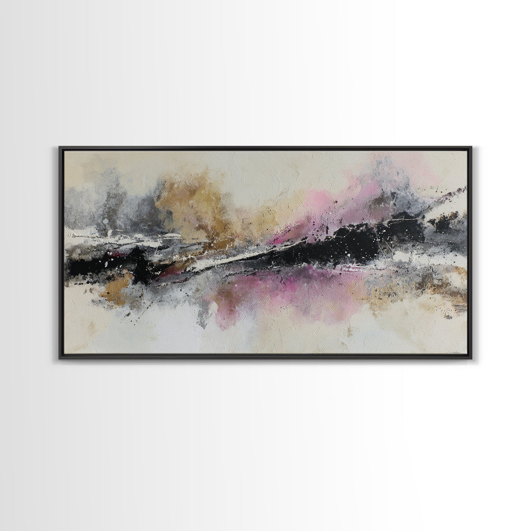 Black Ink Abstract Canvas Print, Monochrome Art, Boho Decor, Living Room Decor, Fine Art, Mono, Art Print, Digital Art, MON-2x1-2