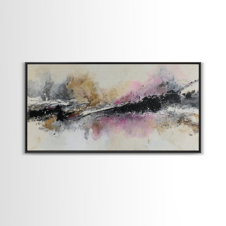Black Ink Abstract Canvas Print, Monochrome Art, Boho Decor, Living Room Decor, Fine Art, Mono, Art Print, Digital Art, MON-2x1-2