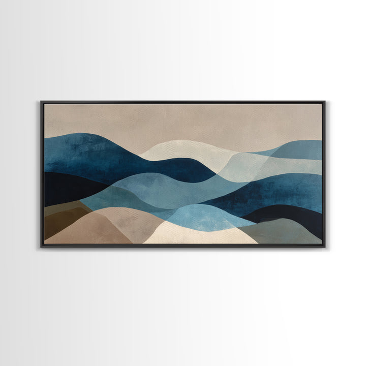 All Blue Ocean Abstraction Canvas Print, Monochrome Art, Wall Art, Living Room Decor, Mono, Abstract Art, Bedroom Decor, MON-2x1-21