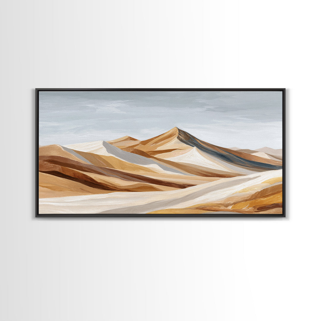 Warm Brown Desert Landscape Framed Canvas Print, Monochrome Art, Poster, Living Room Decor, Fine Art, Mono, Textured Wall Art, MON-2x1-29