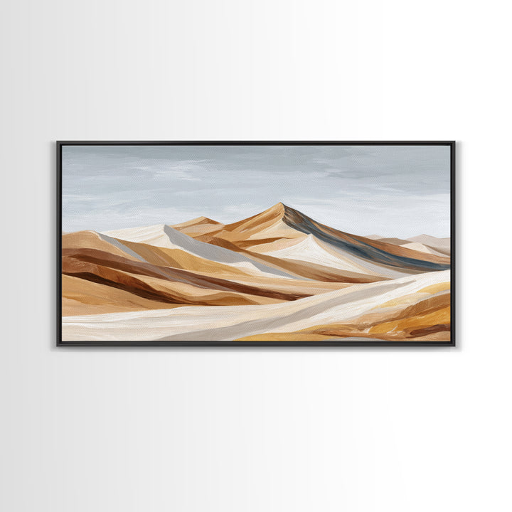 Warm Brown Desert Landscape Framed Canvas Print, Monochrome Art, Poster, Living Room Decor, Fine Art, Mono, Textured Wall Art, MON-2x1-29
