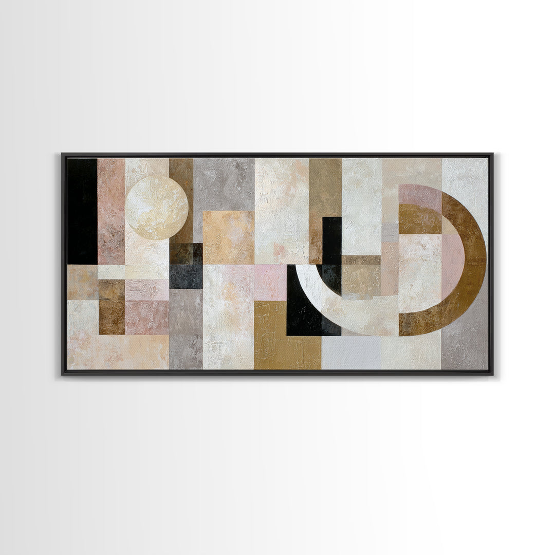 Cream on Cream Minimalist Forms Framed Canvas Print, Monochrome Art, Fine Art Print, Living Room Decor, Fine Art, Mono, MON-2x1-42