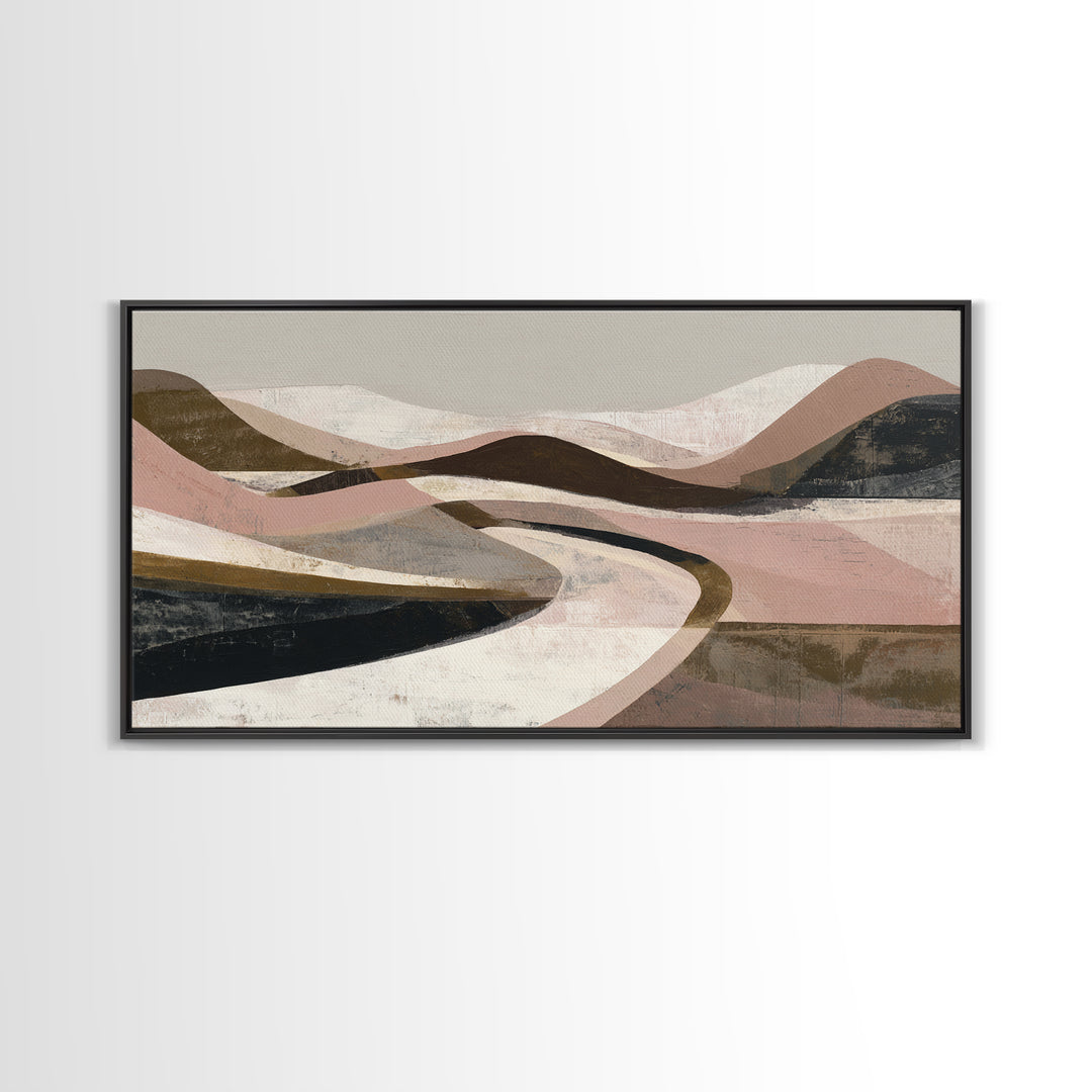 Warm Brown Desert Landscape Framed Canvas Print, Monochrome Art, Poster, Living Room Decor, Fine Art, Mono, Textured Wall Art, MON-2x1-5