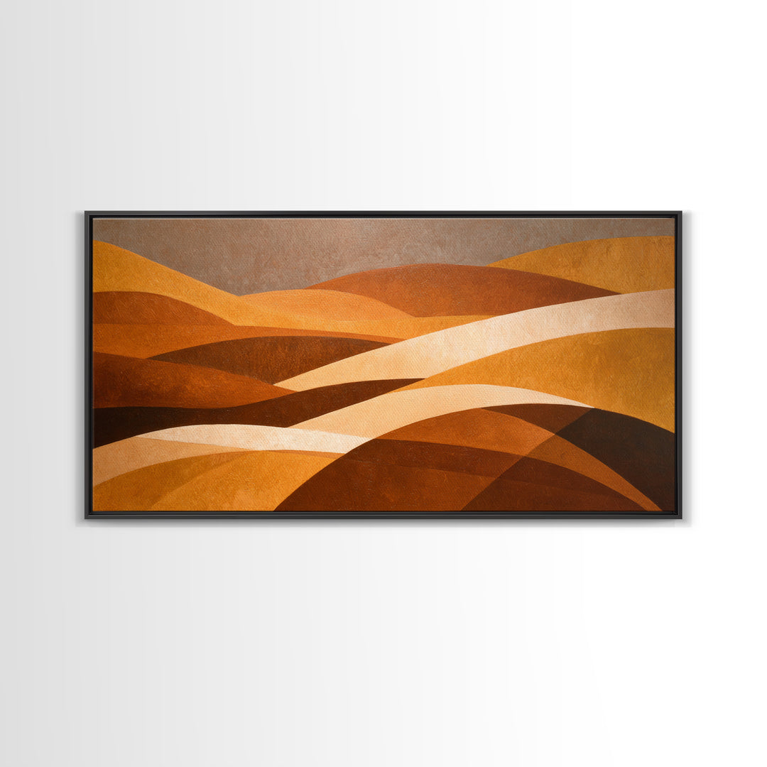 Warm Brown Desert Landscape Canvas Print, Monochrome Art, Mid Century Modern, Living Room Decor, Fine Art, Mono, Boho Wall Art, MON-2x1-53