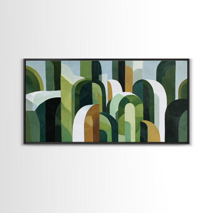 Deep Green Forest Silhouette Study Canvas Print, Monochrome Art, Digital Prints, Living Room Decor, Mono, Apartment Decor, MON-2x1-57