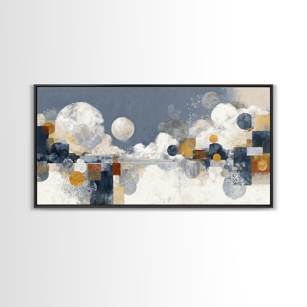 Silver Ocean Moonlight Scene Canvas Print, Monochrome Art, Digital Print, Living Room Decor, Fine Art, Mono, Modern Art, MON-2x1-63