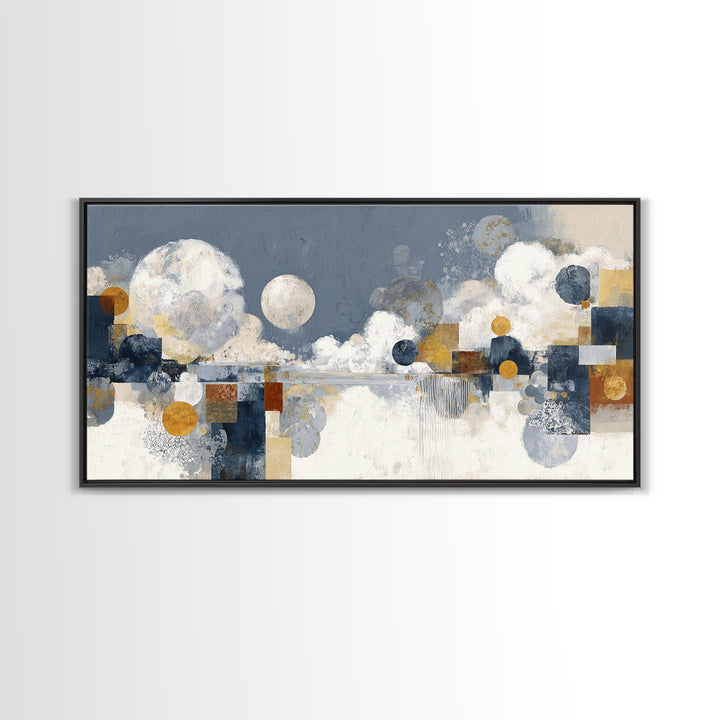 Silver Ocean Moonlight Scene Canvas Print, Monochrome Art, Digital Print, Living Room Decor, Fine Art, Mono, Modern Art, MON-2x1-63