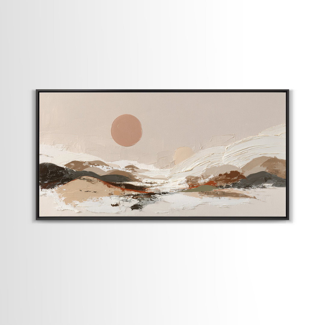 Warm Brown Desert Landscape Canvas Print, Monochrome Art, Mid Century Modern, Living Room Decor, Fine Art, Mono, Boho Wall Art, MON-2x1-77