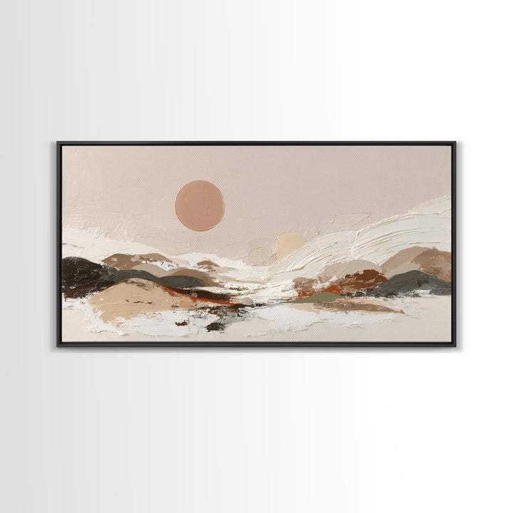 Warm Brown Desert Landscape Canvas Print, Monochrome Art, Mid Century Modern, Living Room Decor, Fine Art, Mono, Boho Wall Art, MON-2x1-77