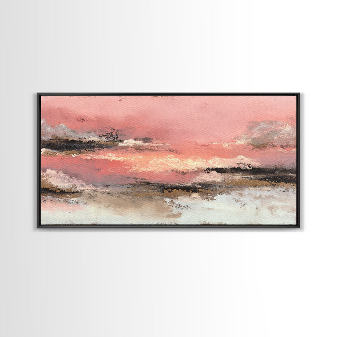 All Pink Cloudscape Framed Canvas Print, Monochrome Art, Apartment Decor, Living Room Decor, Fine Art, Mono, Moody Wall Art, MON-2x1-80