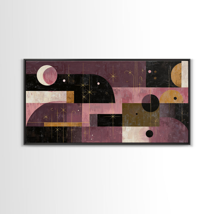 Purple Night Sky Framed Canvas Print, Monochrome Art, Contemporary Art, Living Room Decor, Fine Art, Mono, Original Art, MON-2x1-83
