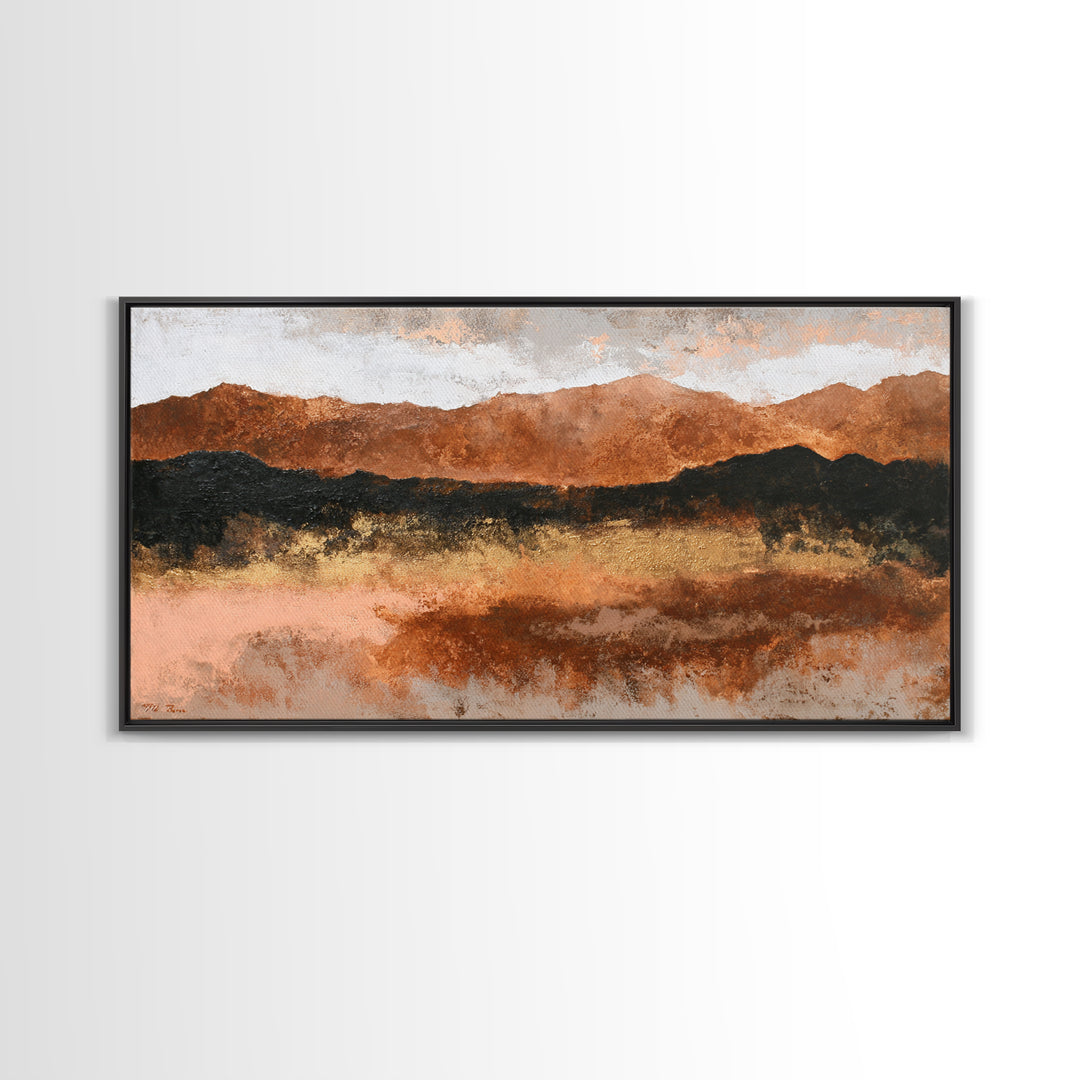 Burnt Orange Canyon Abstraction Framed Canvas Print, Monochrome Art, Printable Art, Living Room Decor, Fine Art, Mono, MON-2x1-84