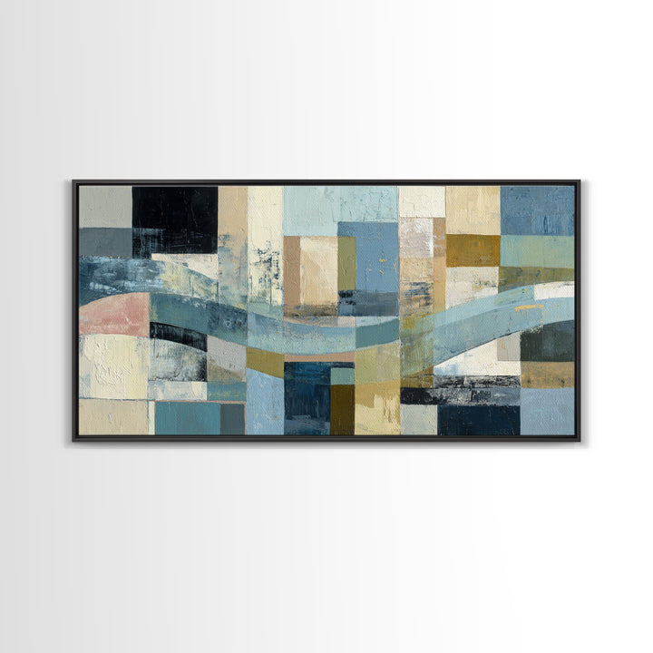 All Blue Ocean Abstraction Canvas Print, Monochrome Art, Original Art, Living Room Decor, Mono, Bird Art, Bedroom Wall Art, MON-2x1-93