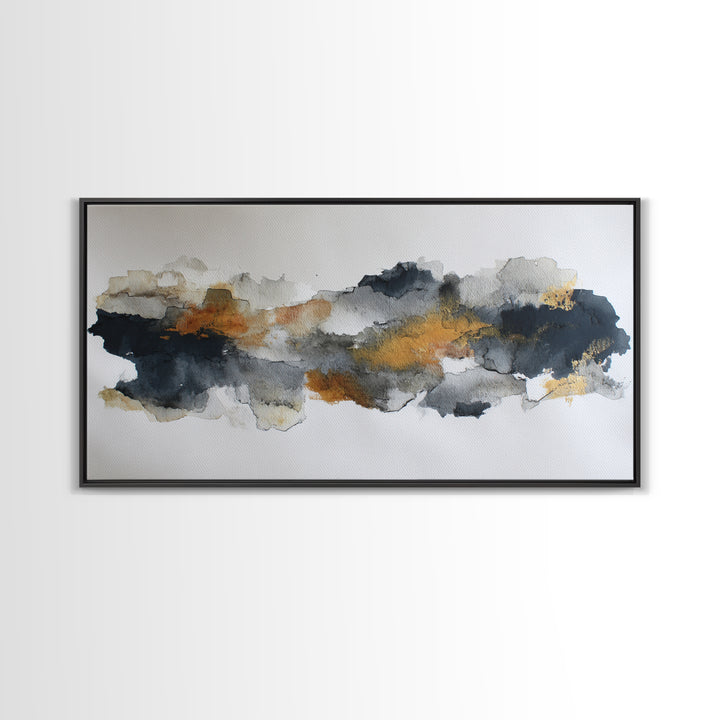 Black Ink Abstract Canvas Print, Monochrome Art, Living Room Decor, Abstract Art, Mono, Apartment Decor, Printable Art, MON-2x1-98