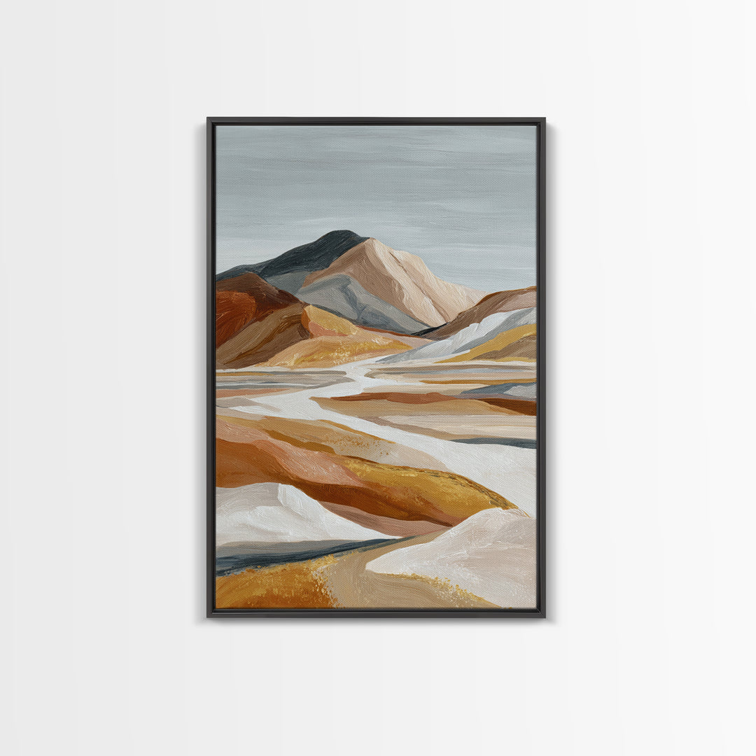 Warm Brown Desert Landscape Framed Canvas Print, Monochrome Art, Art Prints, Living Room Decor, Fine Art, Mono, Apartment Decor, MON-2x3-17