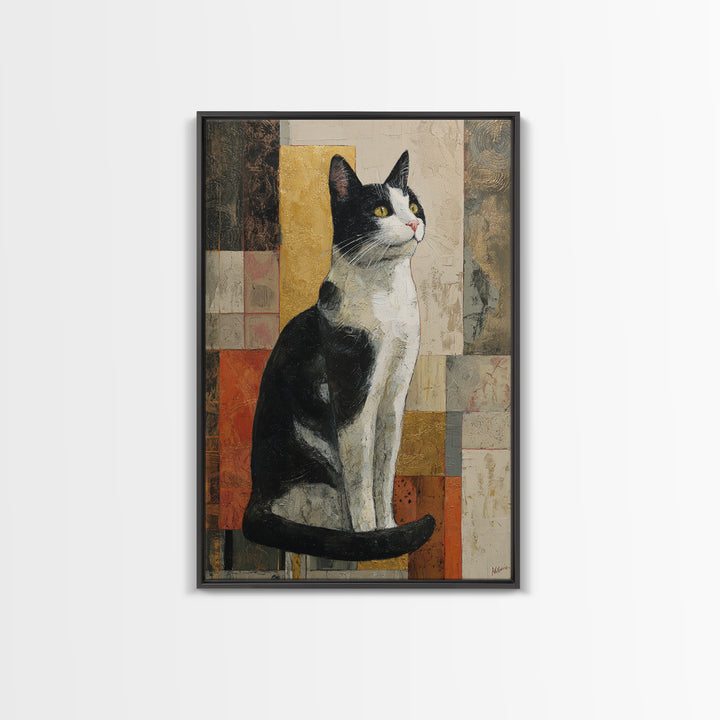 Monochrome Cat Portrait Framed Canvas Print, Monochrome Art, Wall Decor, Living Room Decor, Fine Art, Mono, Wall Art, MON-2x3-19