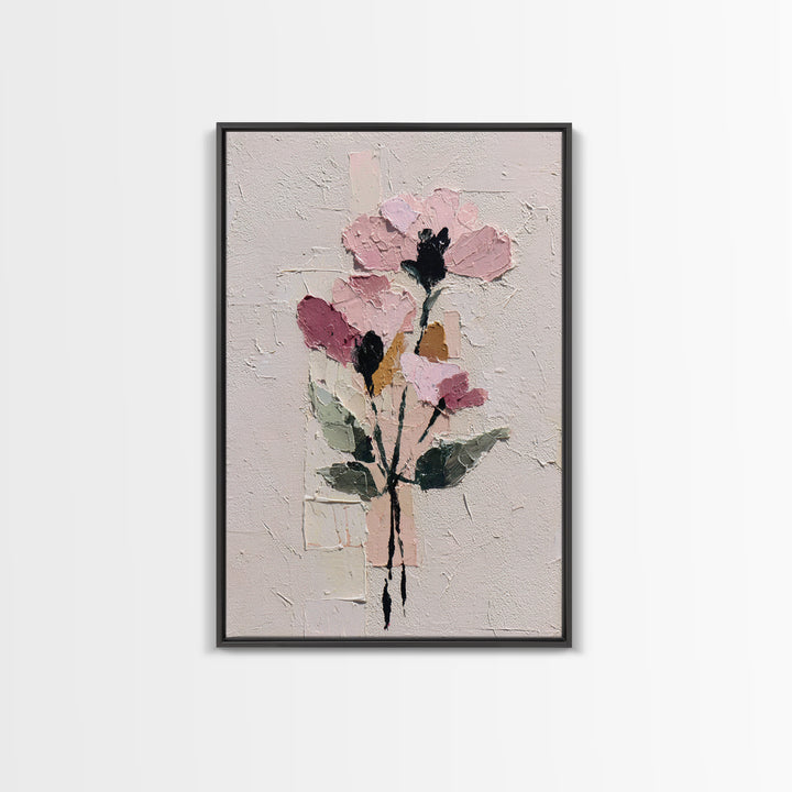 Monochrome Floral Bouquet Framed Canvas Print, Monochrome Art, Statement Artwork, Living Room Decor, Fine Art, Mono, Art Prints, MON-2x3-2