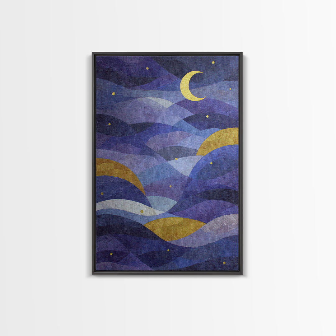 Purple Night Sky Canvas Print, Monochrome Art, Luxury Decor, Living Room Decor, Fine Art, Mono, Mid Century Modern, MON-2x3-23