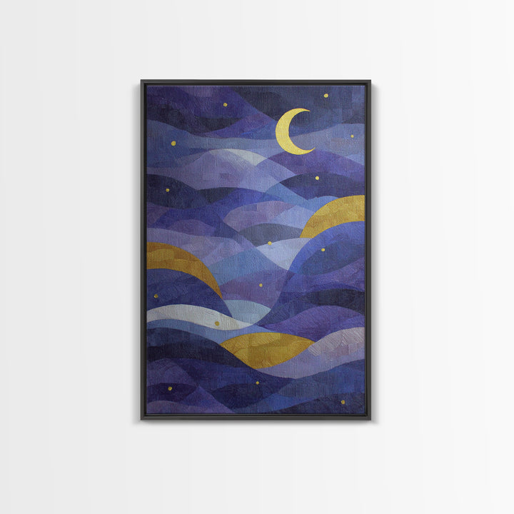 Purple Night Sky Canvas Print, Monochrome Art, Luxury Decor, Living Room Decor, Fine Art, Mono, Mid Century Modern, MON-2x3-23