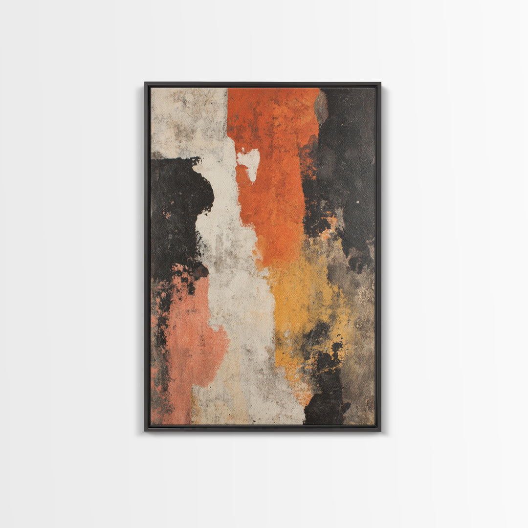 Burnt Orange Canyon Abstraction Framed Canvas Print, Monochrome Art, Bird Art, Living Room Decor, Fine Art, Mono, Boho Decor, MON-2x3-24