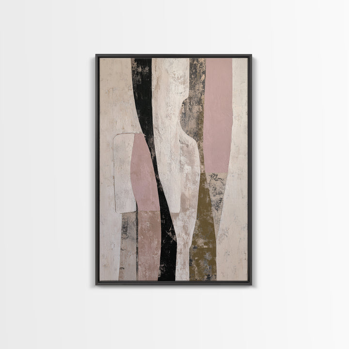 Cream on Cream Minimalist Forms Framed Canvas Print, Monochrome Art, Boho Decor, Living Room Decor, Fine Art, Mono, Art Print, MON-2x3-30