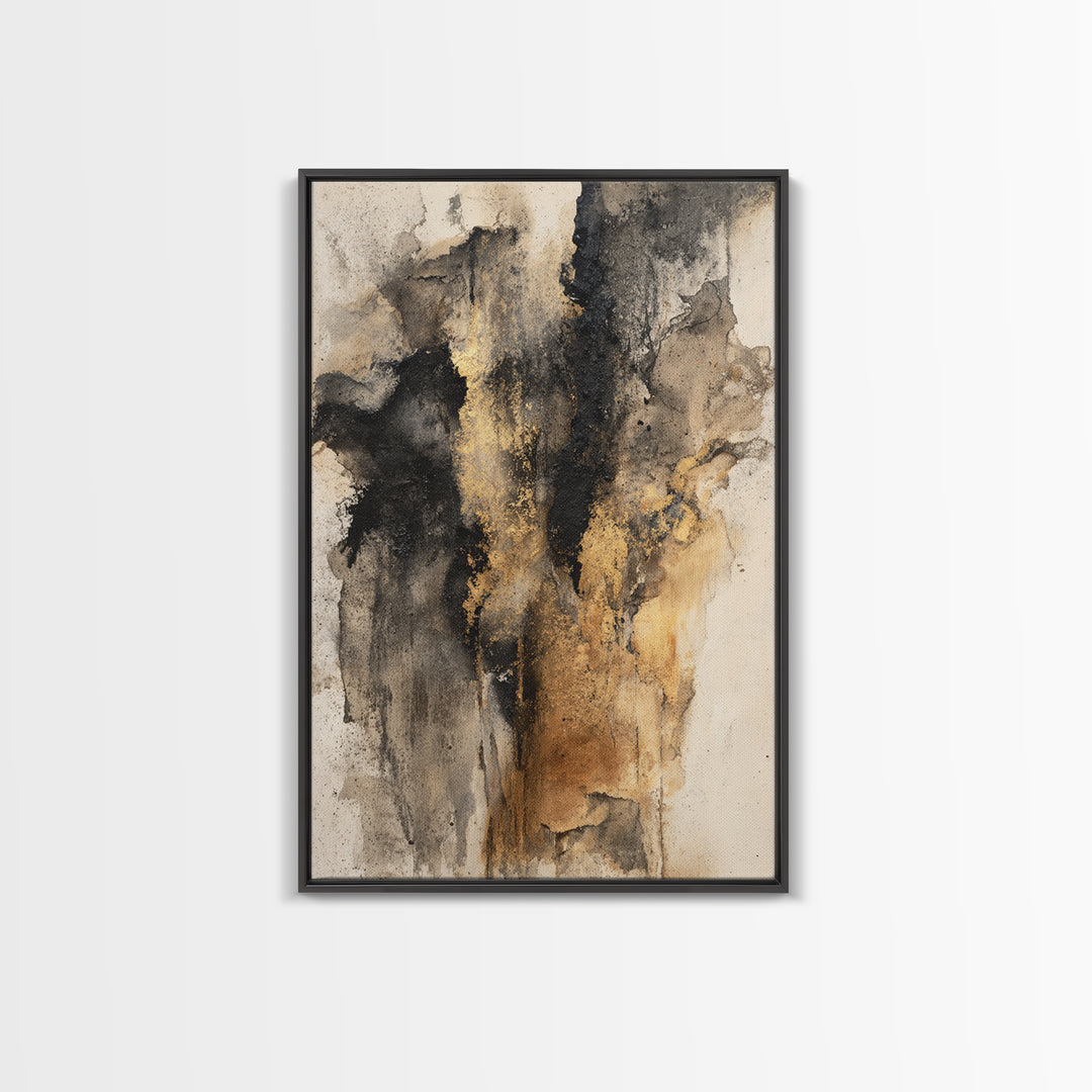 Black Ink Abstract Framed Canvas Print, Monochrome Art, Wall Art, Living Room Decor, Abstract Art, Mono, Bedroom Decor, MON-2x3-38