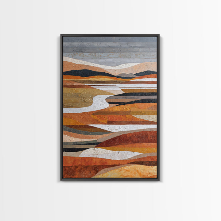 Warm Brown Desert Landscape Framed Canvas Print, Monochrome Art, Art Prints, Living Room Decor, Fine Art, Mono, Apartment Decor, MON-2x3-41