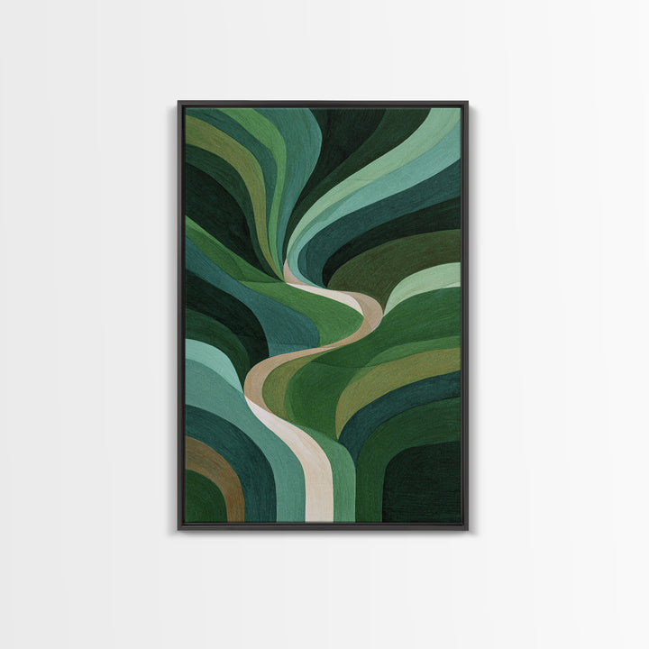 Deep Green Forest Silhouette Study Canvas Print, Monochrome Art, Living Room Decor, Oil Painting, Mono, Printable Art, MON-2x3-45
