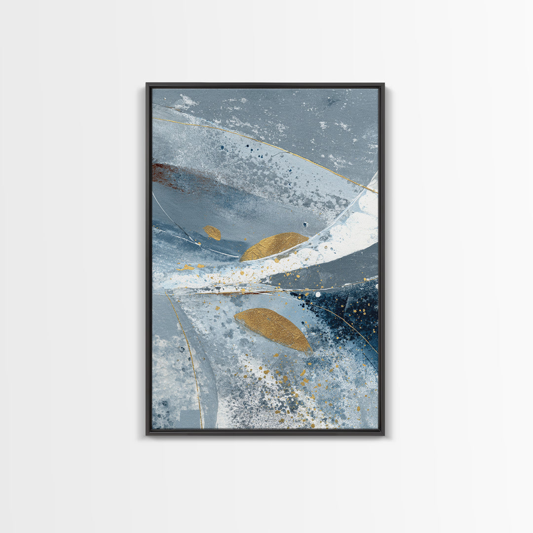 Silver Ocean Moonlight Scene Framed Canvas Print, Monochrome Art, Room Decor, Living Room Decor, Mono, Mid Century Modern, MON-2x3-51