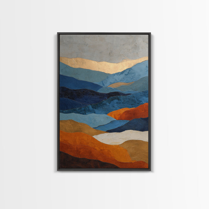 Blue Mountain Ridge Layers Framed Canvas Print, Monochrome Art, Wall Decor, Living Room Decor, Fine Art, Mono, Wall Art, MON-2x3-56