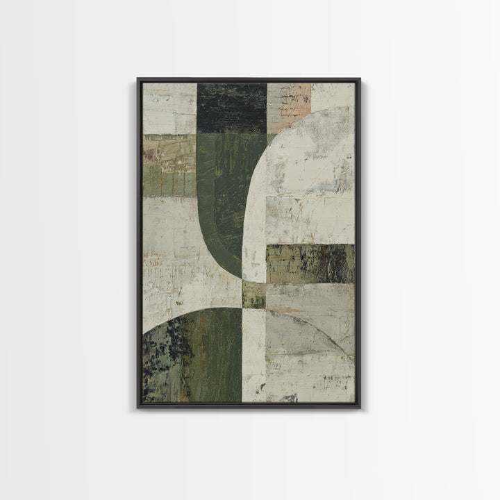 Green Botanical Study Framed Canvas Print, Monochrome Art, Digital Prints, Living Room Decor, Watercolor Art, Mono, MON-2x3-59
