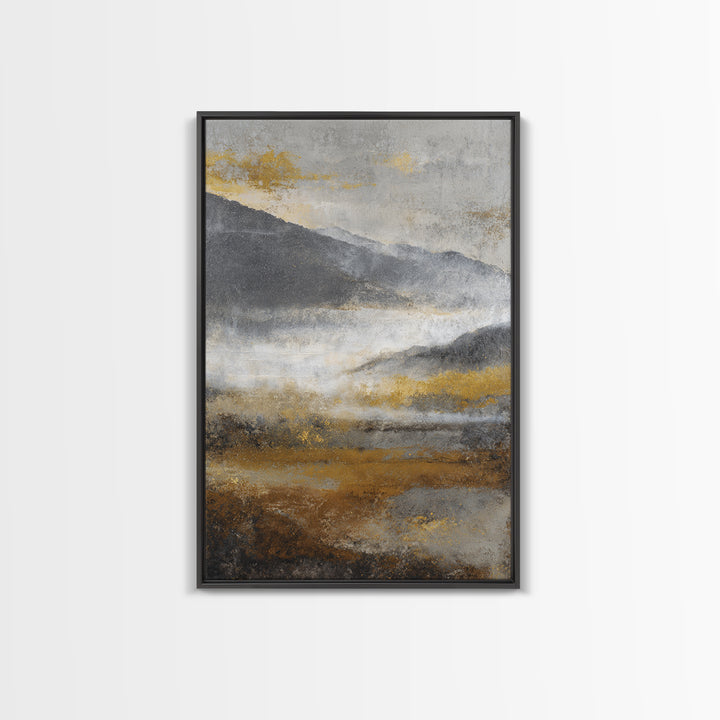 Charcoal Mountain Landscape Framed Canvas Print, Monochrome Art, Wall Art, Living Room Decor, Fine Art, Mono, Abstract Art, MON-2x3-60