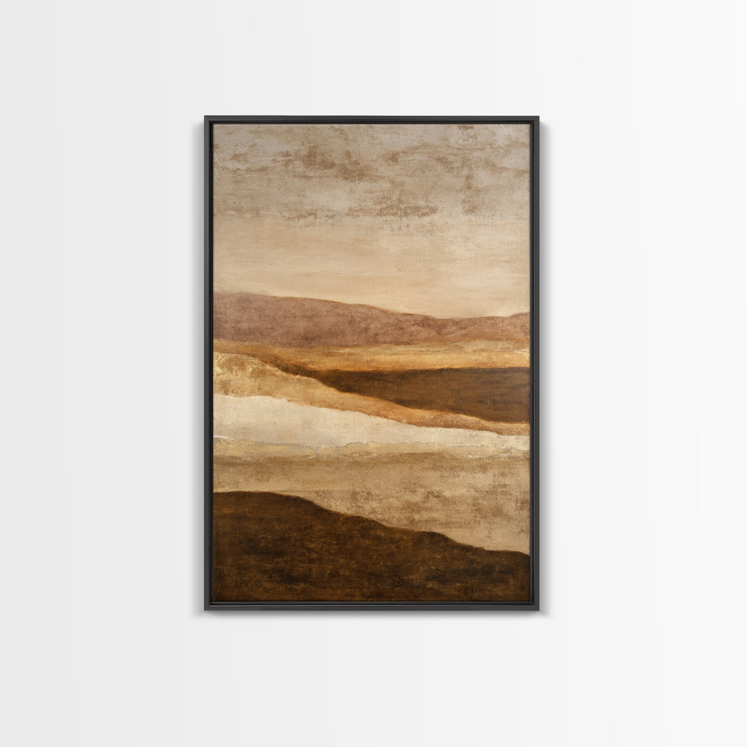 Warm Brown Desert Landscape Canvas Print, Monochrome Art, Digital Wall Art, Living Room Decor, Oil Painting, Mono, MON-2x3-65