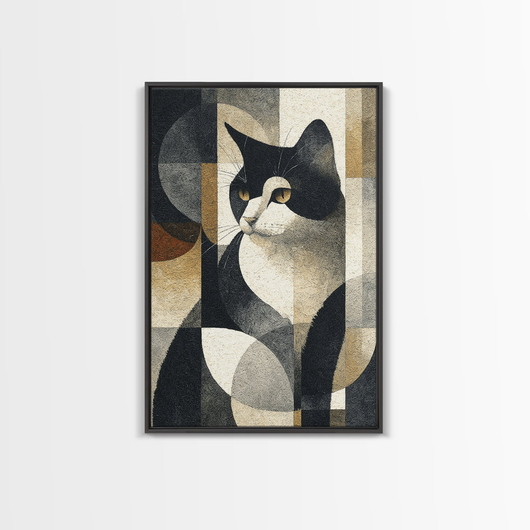 Monochrome Cat Portrait Canvas Print, Monochrome Art, Art Print, Living Room Decor, Mono, Printable Art, Dark Academia Decor, MON-2x3-67