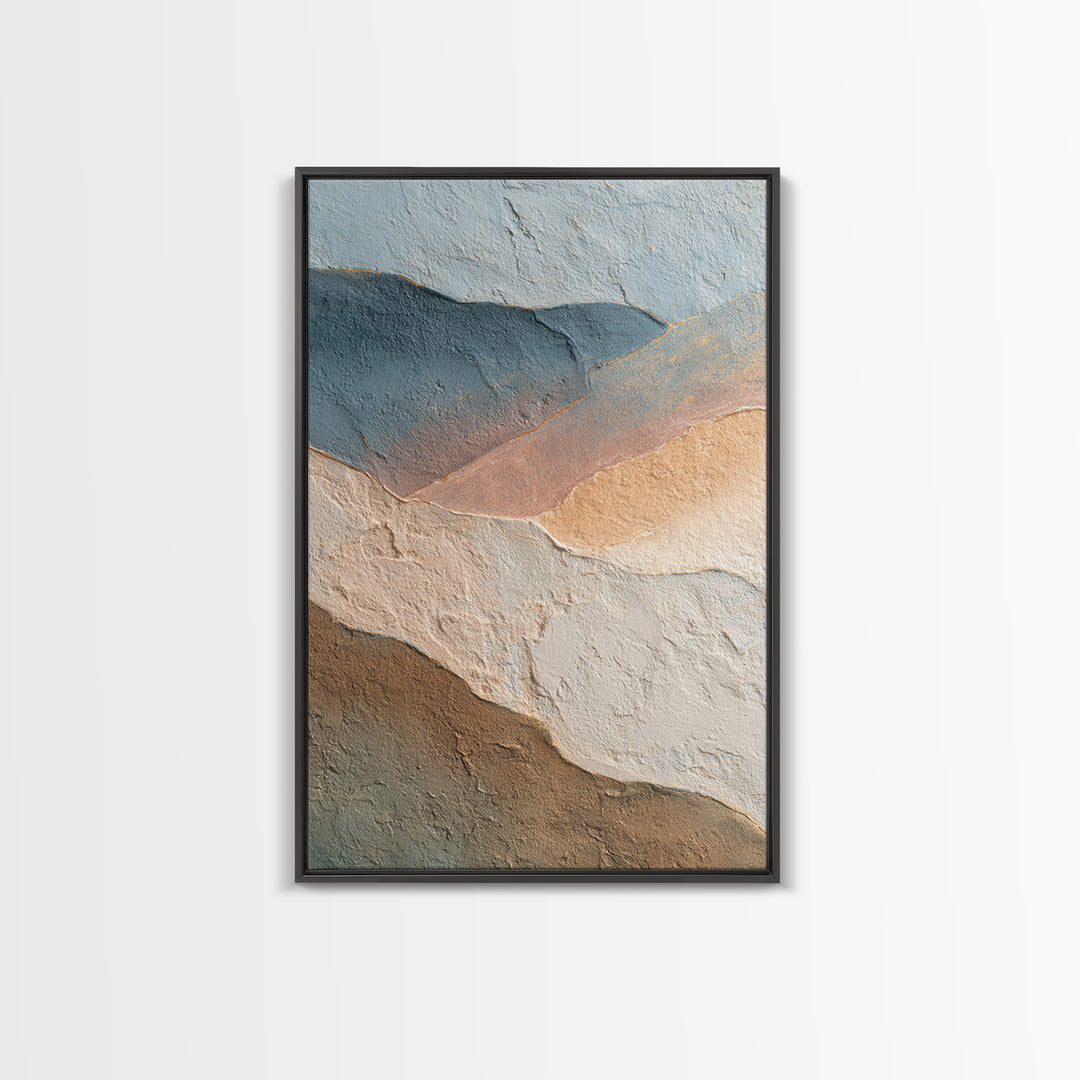 Blue Mountain Ridge Layers Framed Canvas Print, Monochrome Art, Contemporary Art, Living Room Decor, Mono, Original Art, MON-2x3-80