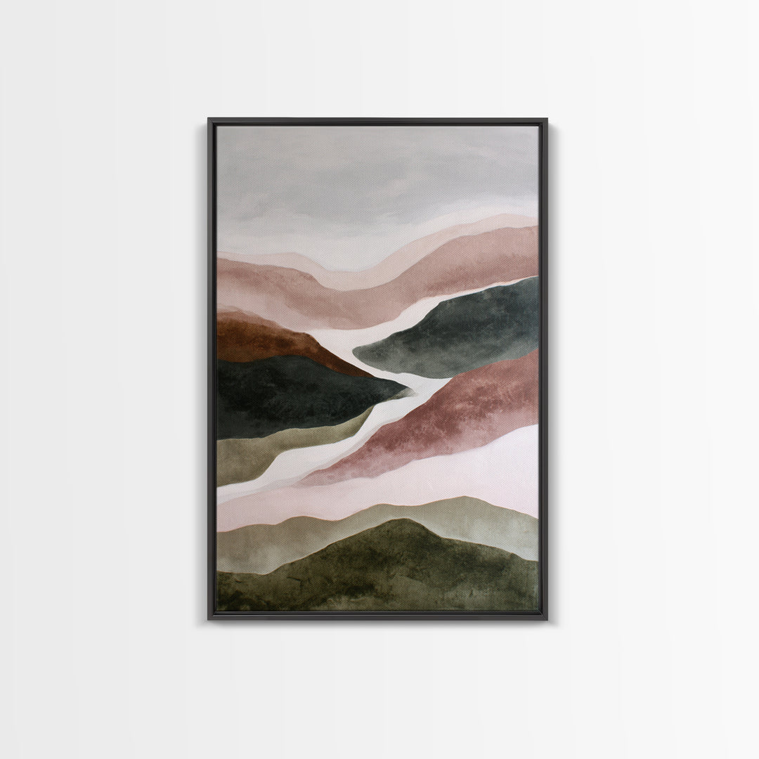 Charcoal Mountain Landscape Framed Canvas Print, Monochrome Art, Modern Wall Art, Living Room Decor, Mono, Statement Artwork, MON-2x3-84