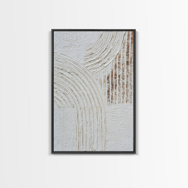 Ivory White Plaster Texture Composition Framed Canvas Print, Monochrome Art, Textured Wall Art, Living Room Decor, Mono, MON-2x3-85