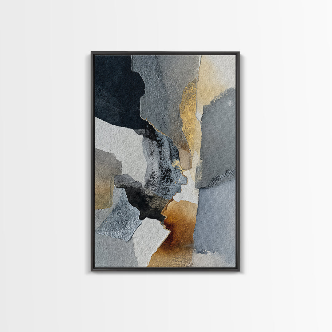 Black Ink Abstract Canvas Print, Monochrome Art, Digital Art, Living Room Decor, Fine Art, Mono, Dark Academia Decor, MON-2x3-86